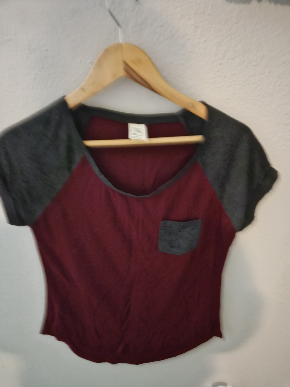 Burgundy and Charcoal Short Sleeve Pocket Tee - ZINC